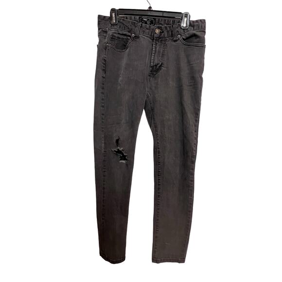 Forever 21 Other - Forever 21 Mens Jeans Black Acid Wash Denim Skinny Fit Distressed Knee Size 33